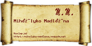 Mihályko Madléna névjegykártya