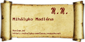 Mihályko Madléna névjegykártya